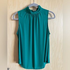 LOFT Mock Neck Green Sleeveless Blouse
